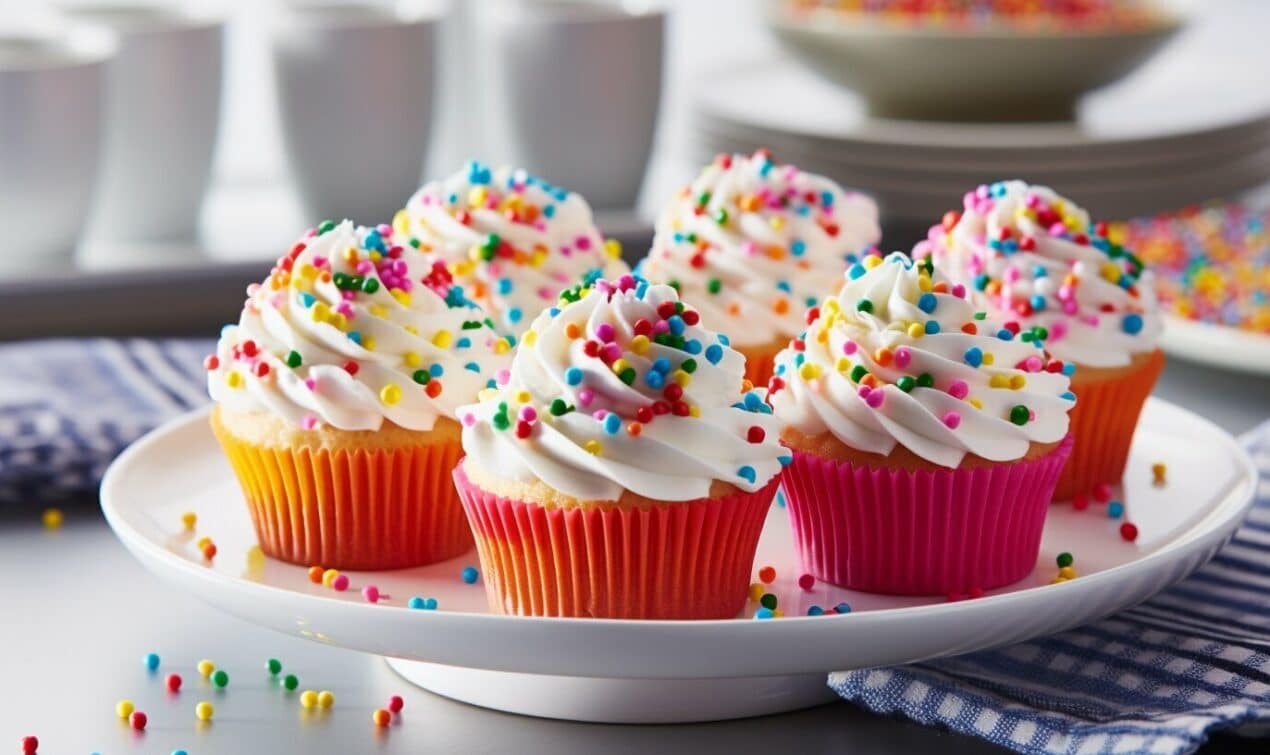 Regenbogen-Cupcakes für den Kindergeburtstag