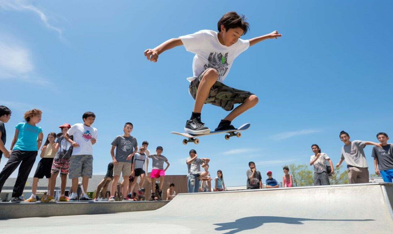 Skateboard im Skaterpark